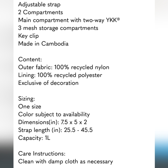 Lolë Unisex Quilted Belt Bag / Sling Bag, nw, Blue - Picture 7 of 7